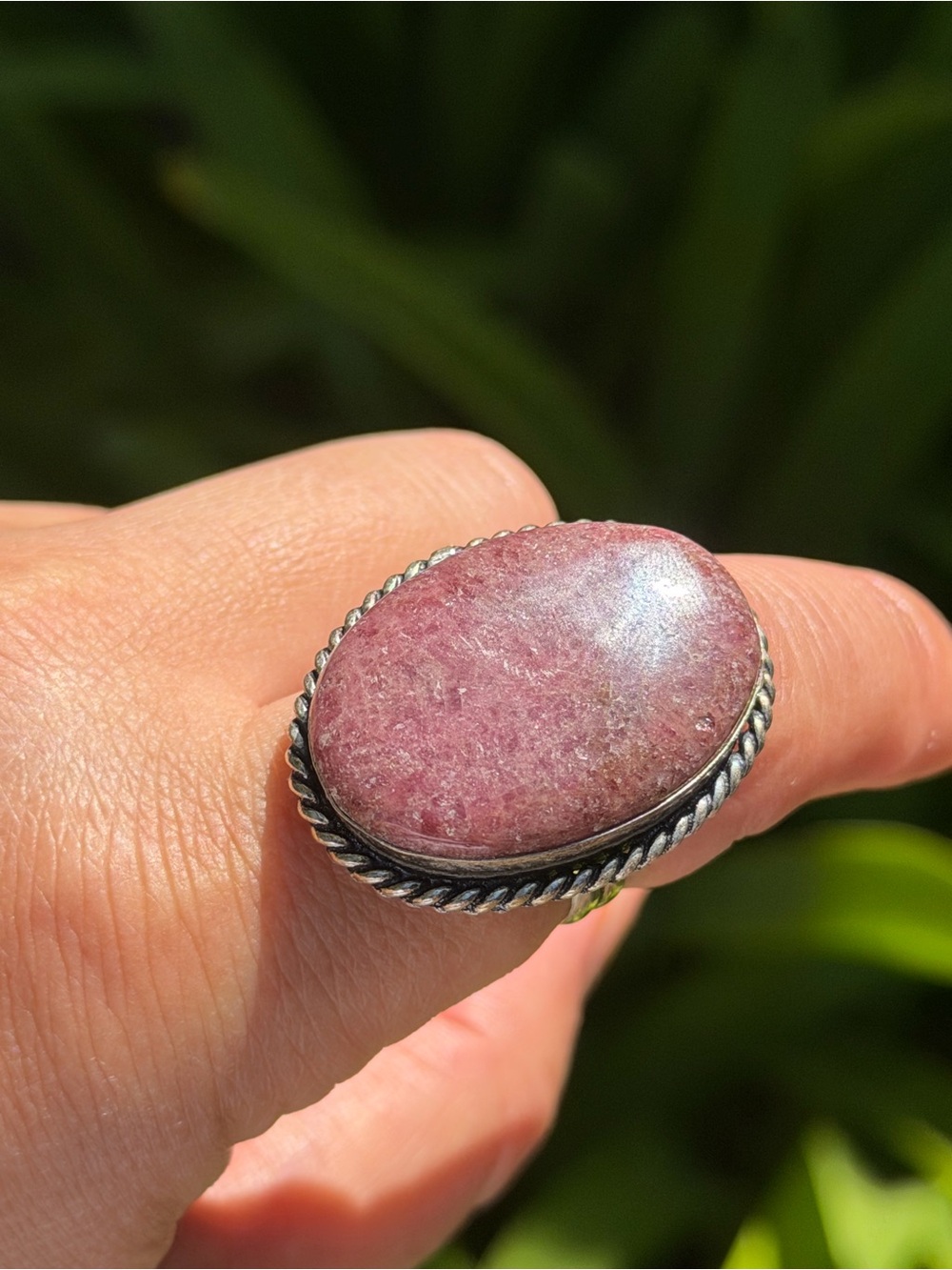 SIZE 8 925 Silver Plated Pink Rhodonite Ring 2491 - Picture 7 of 8